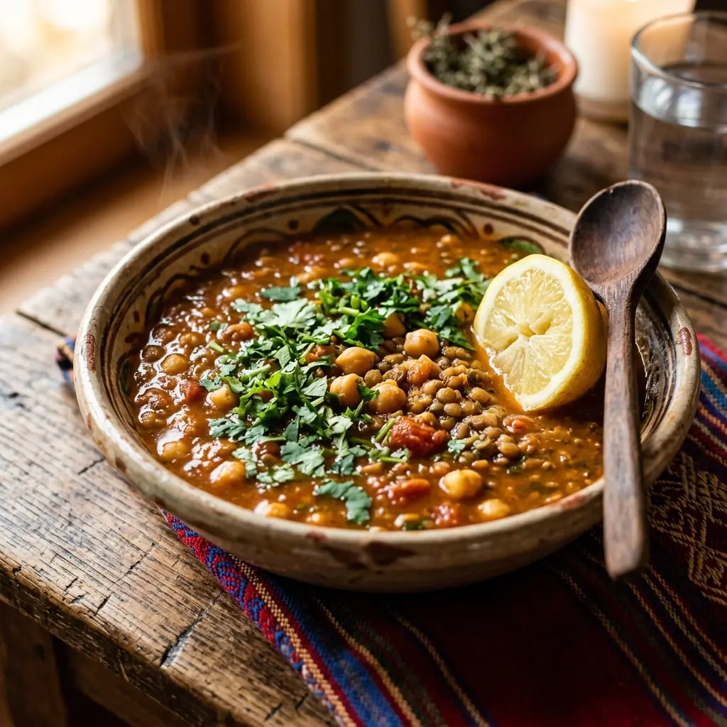 Traditionelle marokkanische Harira-Suppe